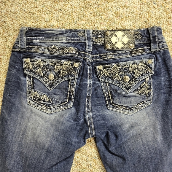 Miss Me Cuffed Capris Jeans Denim Bling Size 30 - Picture 11 of 15